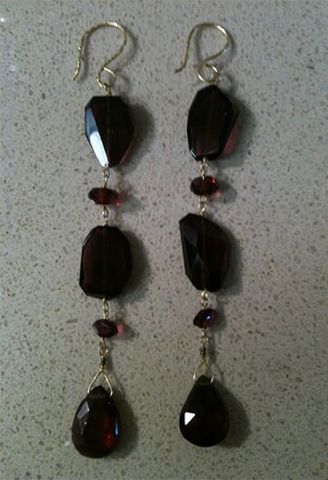 18K Handmade Garnet Earrings